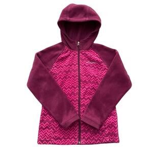Columbia Girls Size M -10/12yrs Pink Chevron Print Fleece Jacket
